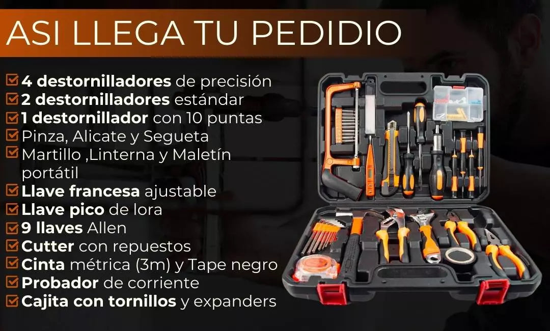 JUEGO DE 108 HERRAMIENTAS PROFESIONAL