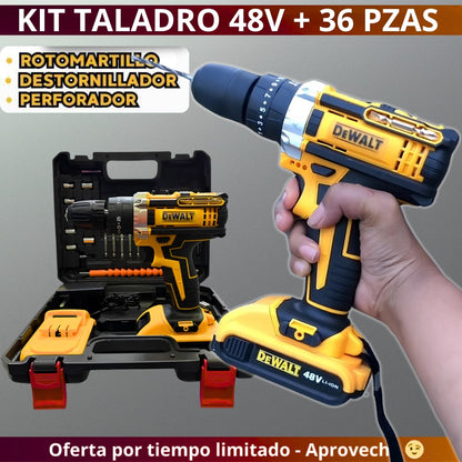 TALADRO CON ROTOMARTILLO 3/8 DEWALT PROFESIONAL + 2 BATERIAS